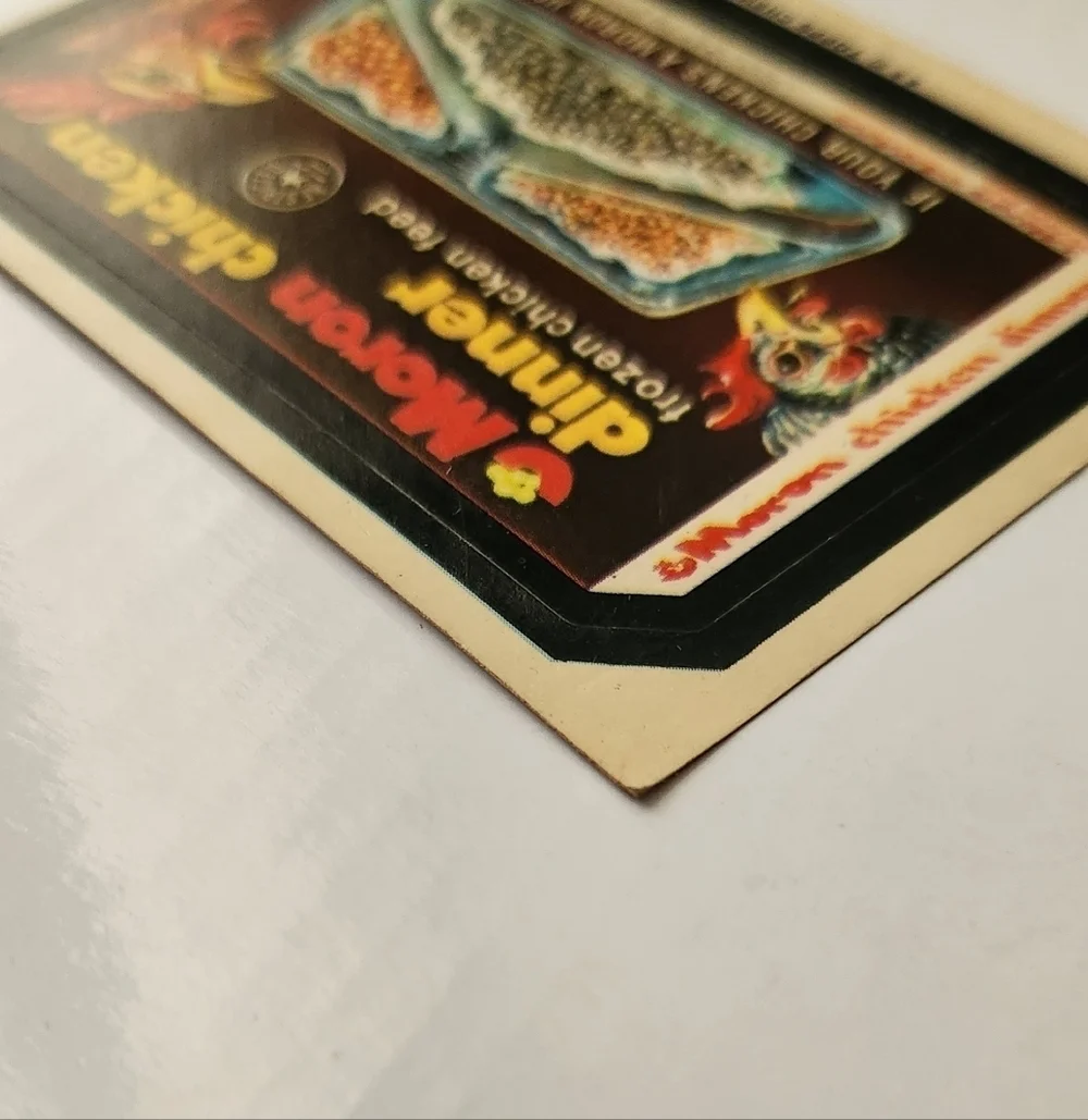 Vintage 1974 Topps Wacky Packages Moron Chicken Dinner Sticker Card 11th Series